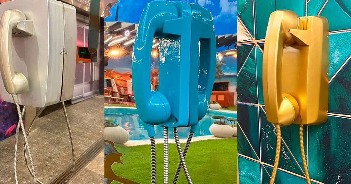 Big Fones espalhados pela casa do BBB 26 durante dinâmica do reality show.