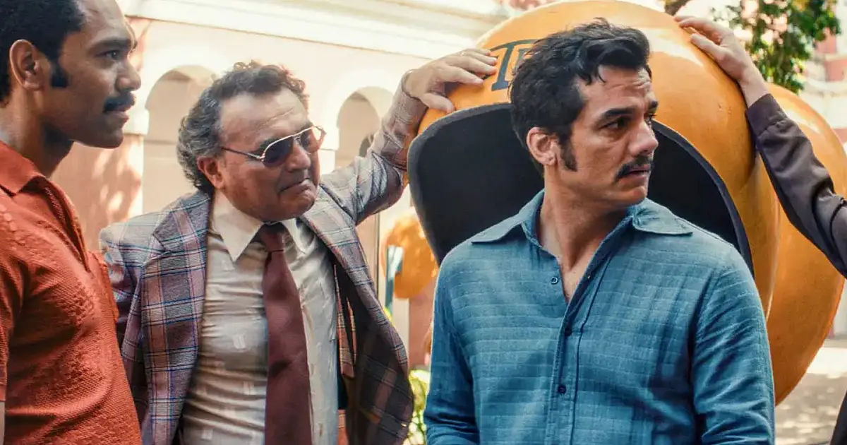 Atores em cena do filme brasileiro “O Agente Secreto”, indicado ao Bafta.