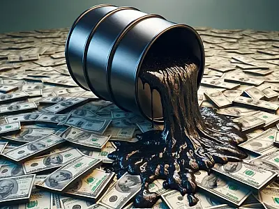 Barril de petróleo sobre dólares.