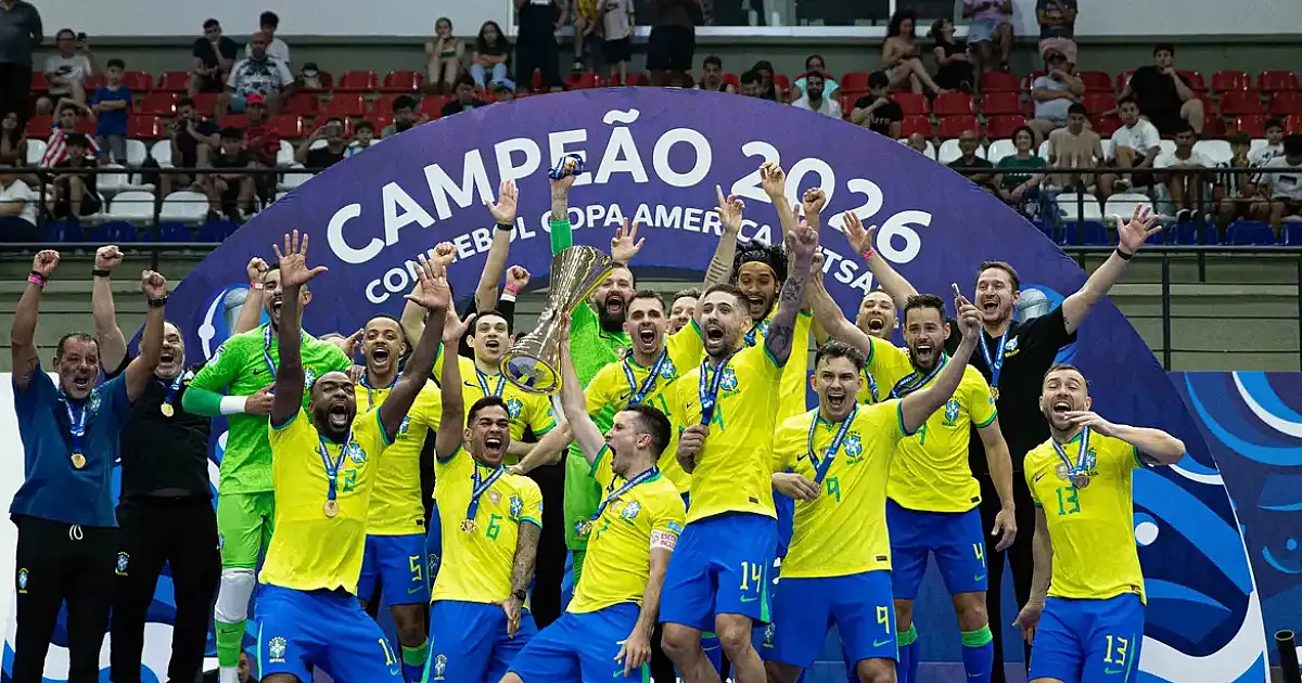Brasil conquista 12º título da Copa América de Futsal com vitória épica sobre a Argentina na final disputada em Luque, no Paraguai