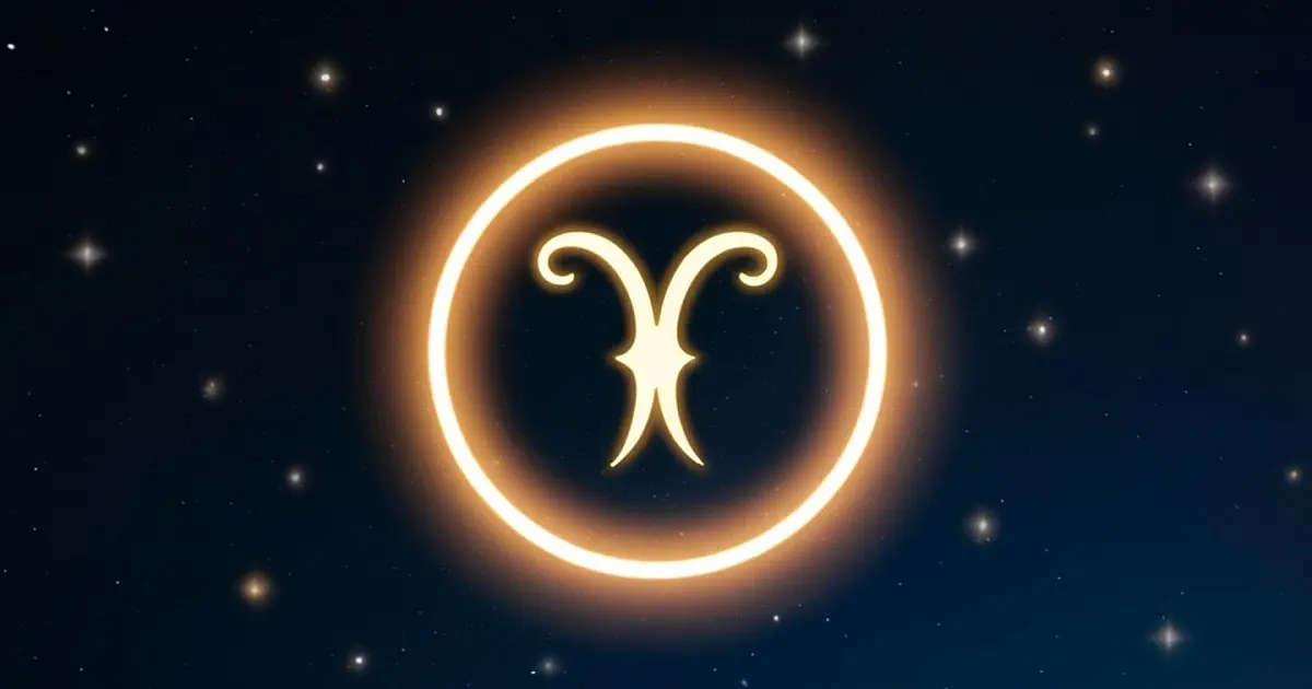 Representação do signo de Áries no céu estrelado com constelações ao fundo.