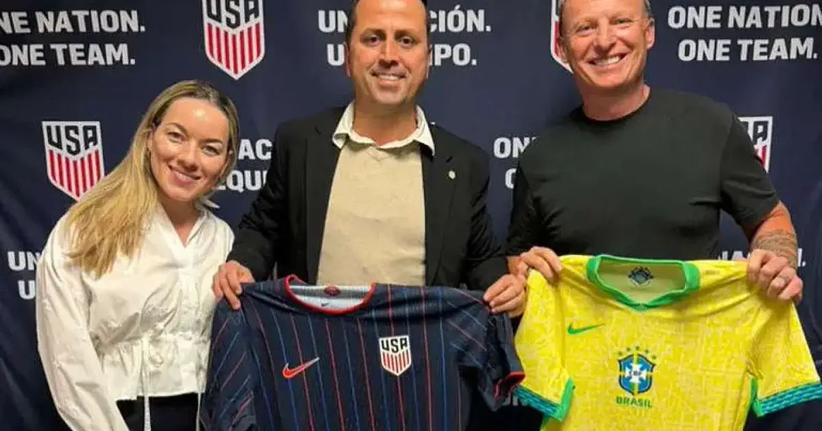 Representantes da CBF e da US Soccer reunidos em visita institucional nos Estados Unidos.