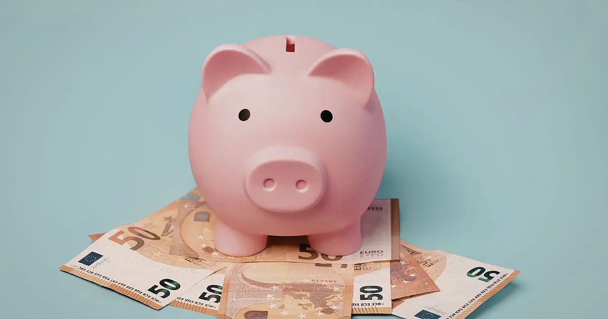 Cofrinho em formato de porco com moedas representando investimentos.