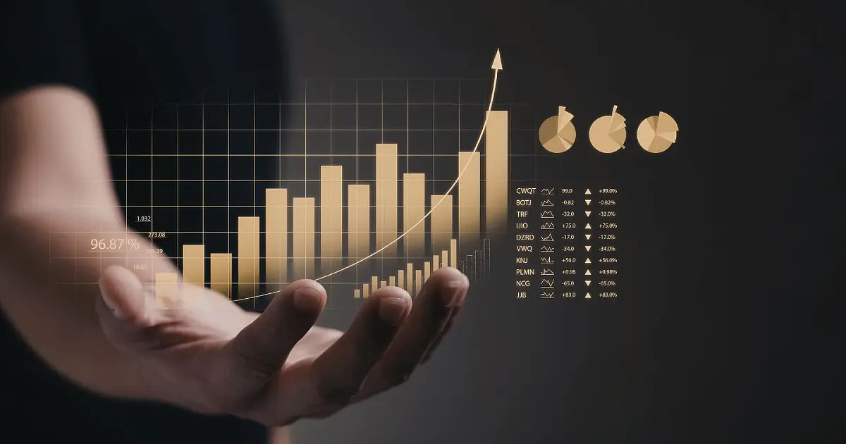 Gráfico financeiro digital representando análise de dados econômicos