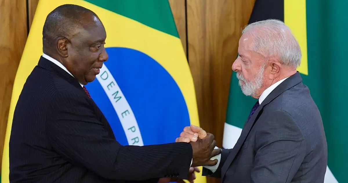 Presidente Lula durante encontro com o presidente da África do Sul no Palácio do Planalto em Brasília.