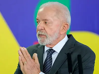 O presidente Luiz Inácio Lula da Silva durante entrevista coletiva no Palácio do Planalto.