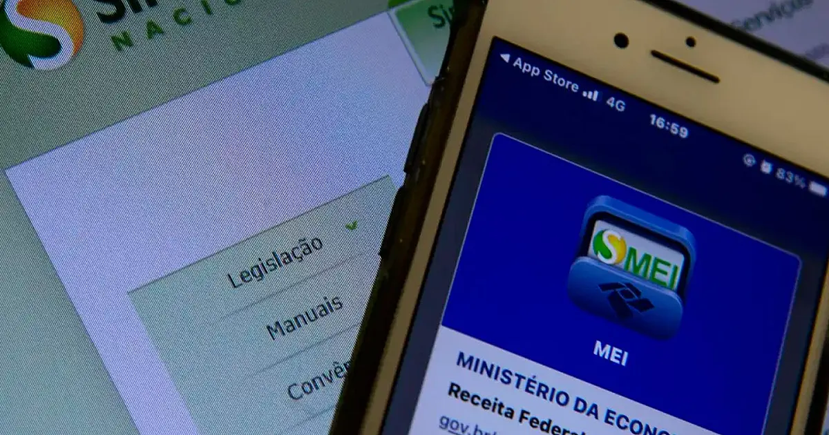 Tela de celular exibindo aplicativos relacionados ao sistema do MEI e serviços do governo digital.