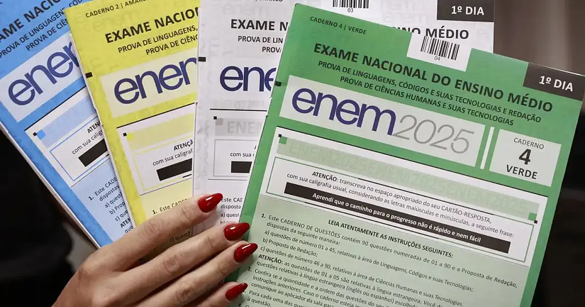 Capa da prova do Enem relacionada à divulgação do espelho da redação.