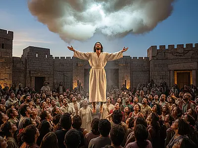 Espetáculo da Paixão de Cristo de Nova Jerusalém utiliza efeitos especiais para narrar a ascensão de Jesus.