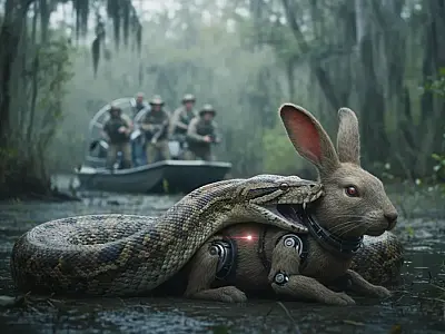 Iscas robóticas utilizam sensores de calor e movimento para atrair serpentes invasoras nos pântanos da Flórida.