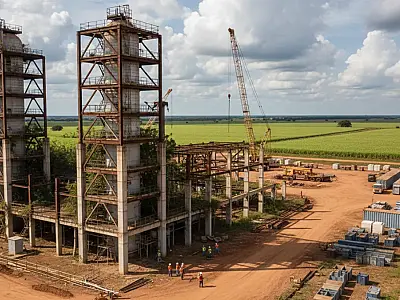 Canteiro de obras da Unidade de Fertilizantes Nitrogenados III (UFN-III) em Três Lagoas, Mato Grosso do Sul.