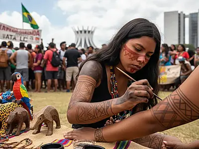Artesãos de diversas etnias ocupam Brasília com obras que unem tradição ancestral e denúncia política.