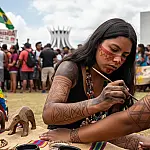 Resistência em cores: como a arte indígena em Brasília virou escudo contra o agronegócio
