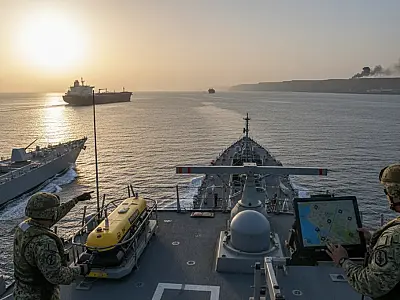 Destróieres americanos avançam pelo Estreito de Ormuz em operação estratégica para liberar rota de comércio.