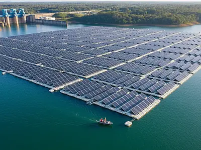 Planta solar flutuante experimental instalada no reservatório da Usina de Itaipu. Foto: Tânia Rêgo/Agência Brasil