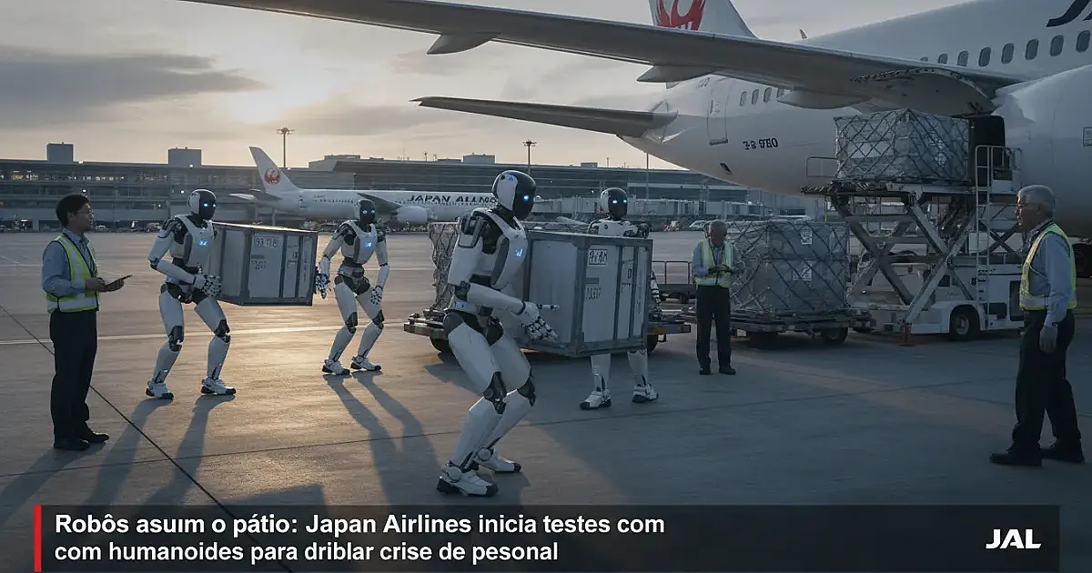 Robôs assumem o pátio: Japan Airlines inicia testes com humanoides para driblar crise de pessoal