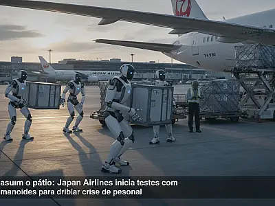 Robôs humanoides devem assumir tarefas de carga e limpeza nos aeroportos japoneses até 2028.