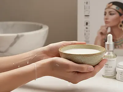 Representação artística de Cleópatra, cujo ritual de beleza com leite de jumenta une história e dermatologia.