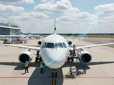Linha de montagem da Embraer: empresa prevê entregar até 255 aeronaves ao longo de 2026.