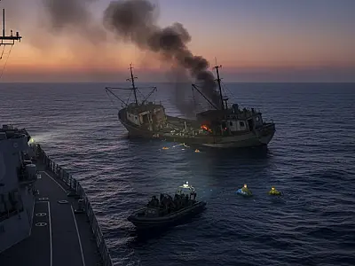 Embarcação interceptada em águas internacionais durante operação do Comando Sul das Forças Armadas dos EUA.