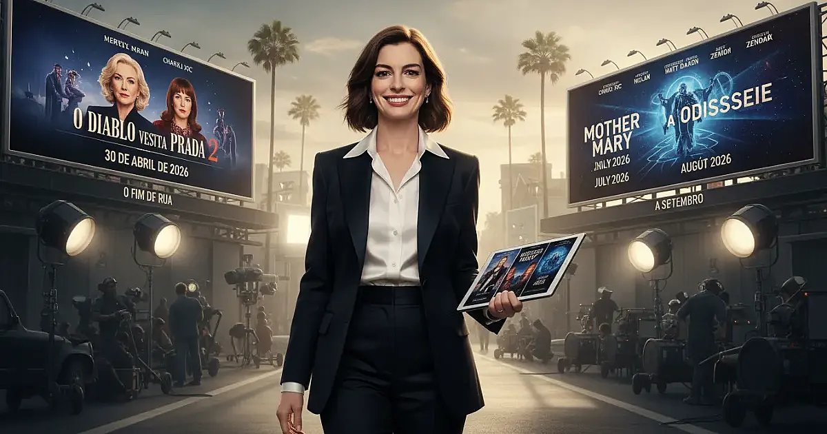 Anne Hathaway em 2026: Por que a atriz será a dona absoluta dos cinemas no próximo ano