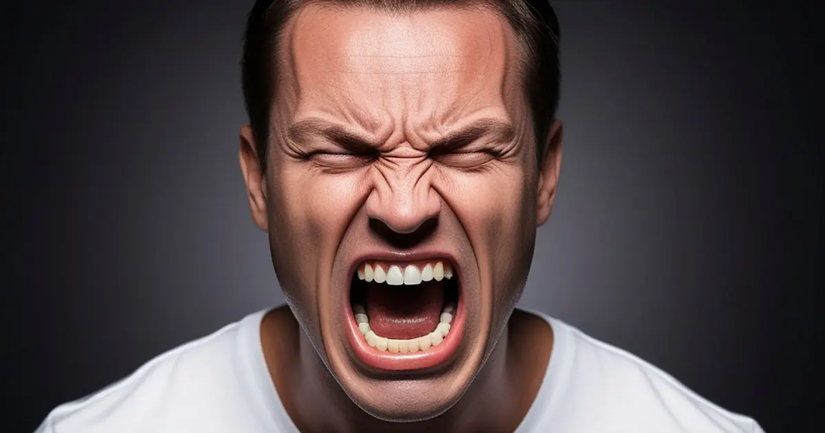 Homem demonstrando irritação durante momento de estresse emocional