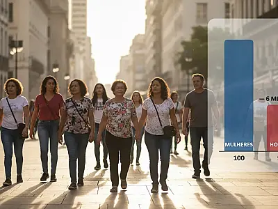 Proporção de mulheres na população brasileira cresce devido à maior longevidade e redução de mortes violentas em comparação aos homens.