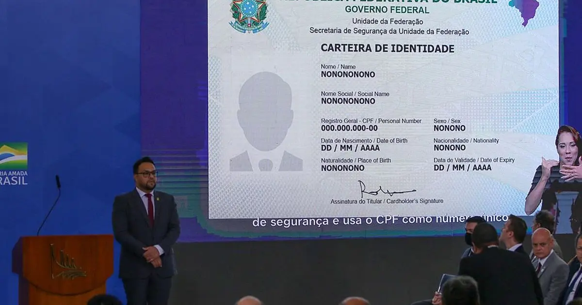 Documento da nova identidade nacional do Brasil com padrão moderno