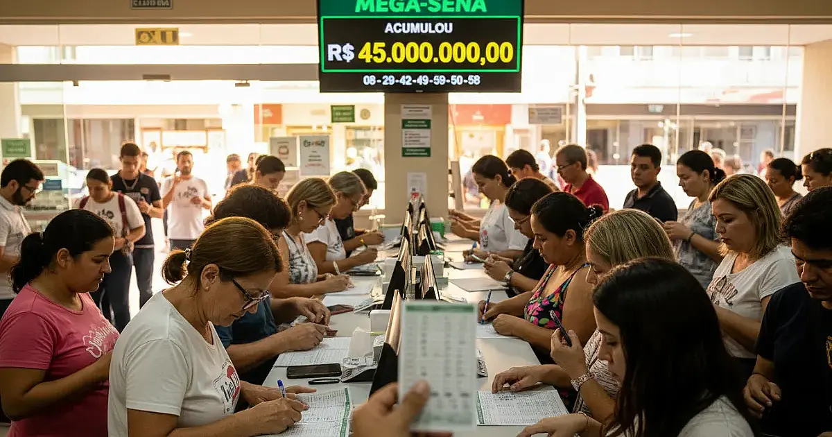 Mega-Sena acumula e prêmio de R$ 45 milhões desafia a sorte no próximo sorteio