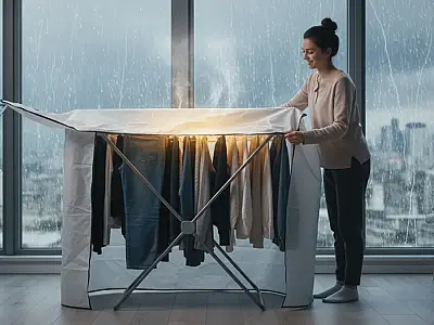 O secador elétrico otimiza o espaço e garante roupas secas sem depender do clima.