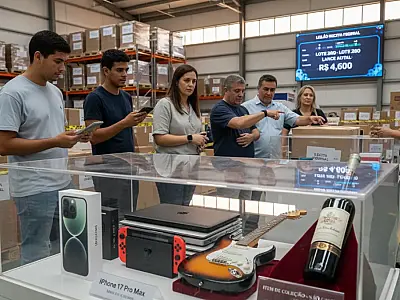 Leilão eletrônico da Receita Federal oferece eletrônicos e itens de luxo com lances abaixo do valor de mercado.