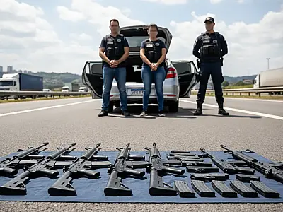 Arsenal composto por fuzis e pistolas foi apreendido pela PRF na Via Dutra durante transporte para o Rio de Janeiro.