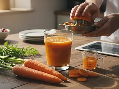 O suco de cenoura é uma fonte concentrada de beta-caroteno e vitaminas essenciais para o corpo.