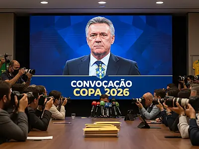 O técnico Carlo Ancelotti define os convocados para a Copa do Mundo de 2026 em evento no Rio de Janeiro.