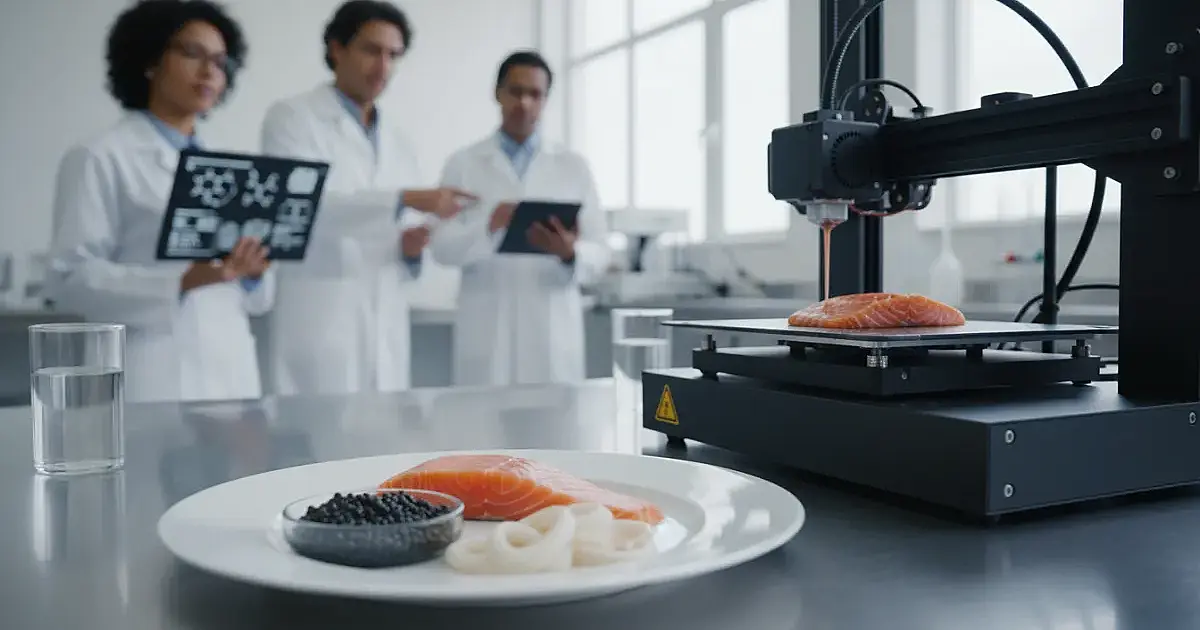 O futuro no prato: Embrapa desenvolve salmão, caviar e lula em impressoras 3D