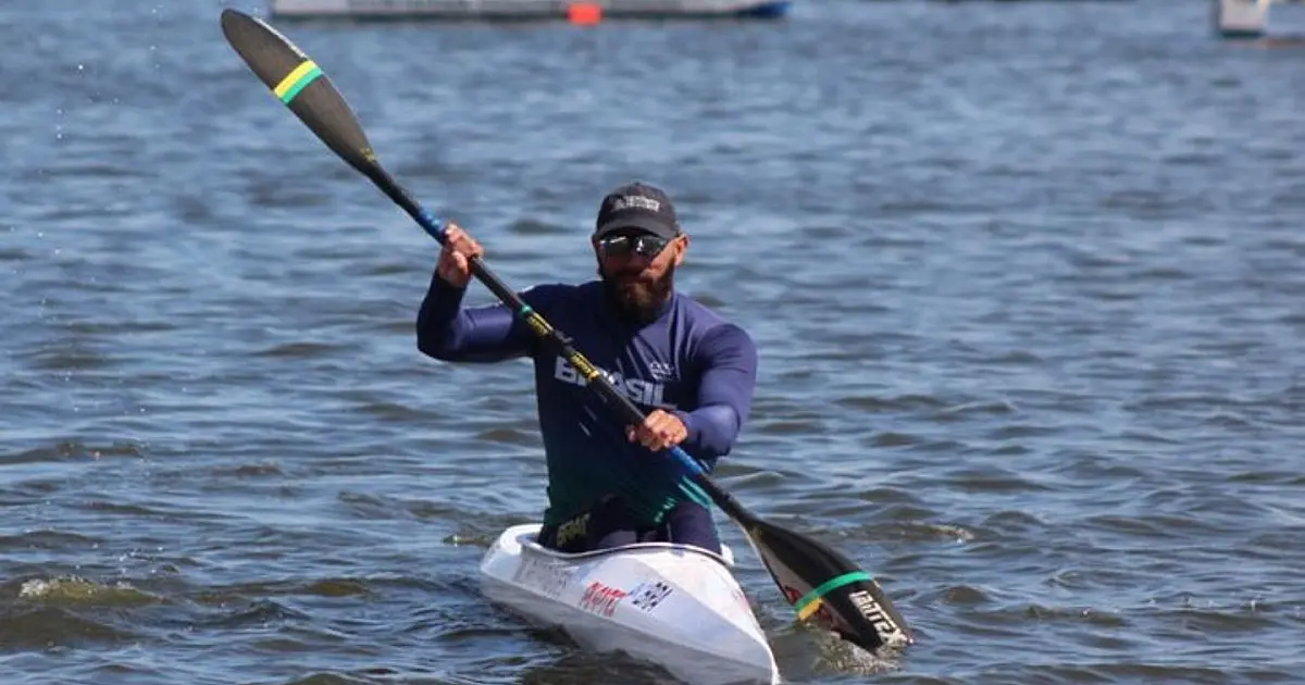 Canoista brasileiro Miqueias Rodrigues durante prova da Copa do Mundo de Canoagem em Brandemburgo na Alemanha