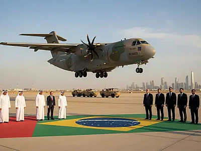 Aeronave C-390 Millennium da Embraer, peça-chave no crescimento da companhia no mercado internacional.