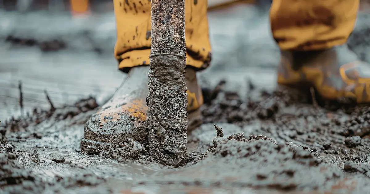 Trabalhador da construção civil preparando concreto em obra
