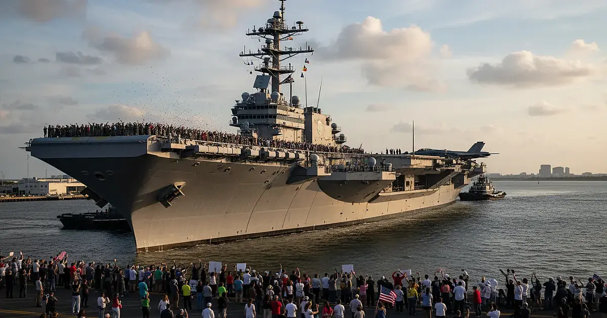 O retorno do gigante: USS Gerald R. Ford encerra missão histórica de 326 dias