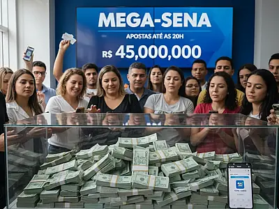 Bilhete da Mega-Sena sobre mesa, representando a chance de ganhar o prêmio acumulado de R$ 45 milhões.
