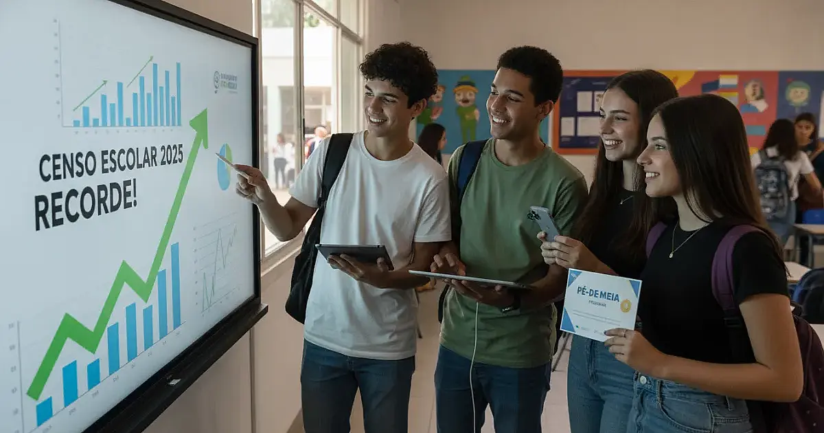 Censo Escolar 2025: Brasil registra queda histórica na evasão e reprovação no ensino médio