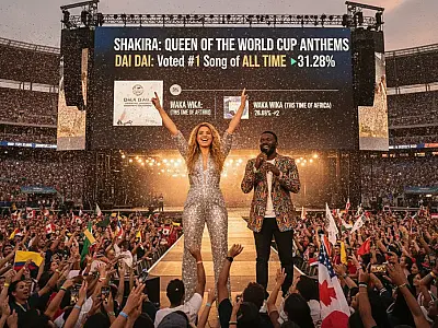 Shakira e Burna Boy em cena do clipe oficial de Dai Dai, eleita a melhor música das Copas.
