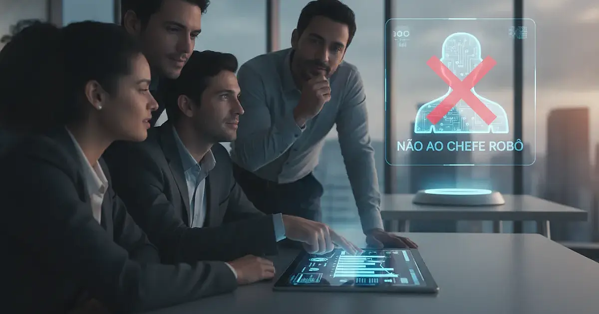IA no trabalho: Medo diminui, mas brasileiro rejeita "chefe robô" nas empresas