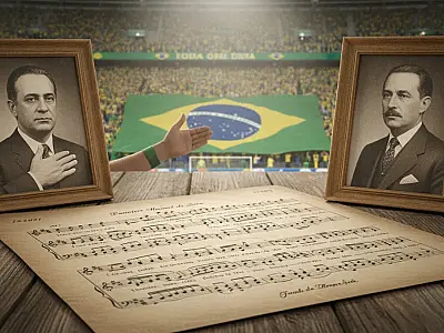 A execução do Hino Nacional Brasileiro é um dos momentos mais solenes antes das partidas da Seleção Brasileira em Copas do Mundo.