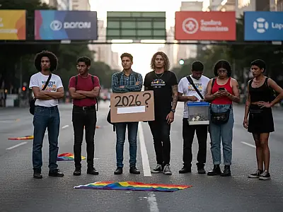 Avenida Paulista durante edição anterior da Marcha do Orgulho Trans em São Paulo.