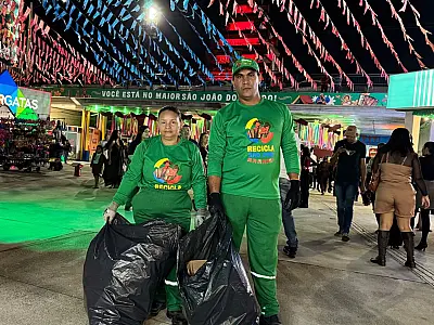 Equipes do programa Recicla São João garantem a triagem e o destino correto de toneladas de plásticos e alumínio gerados no Parque do Povo